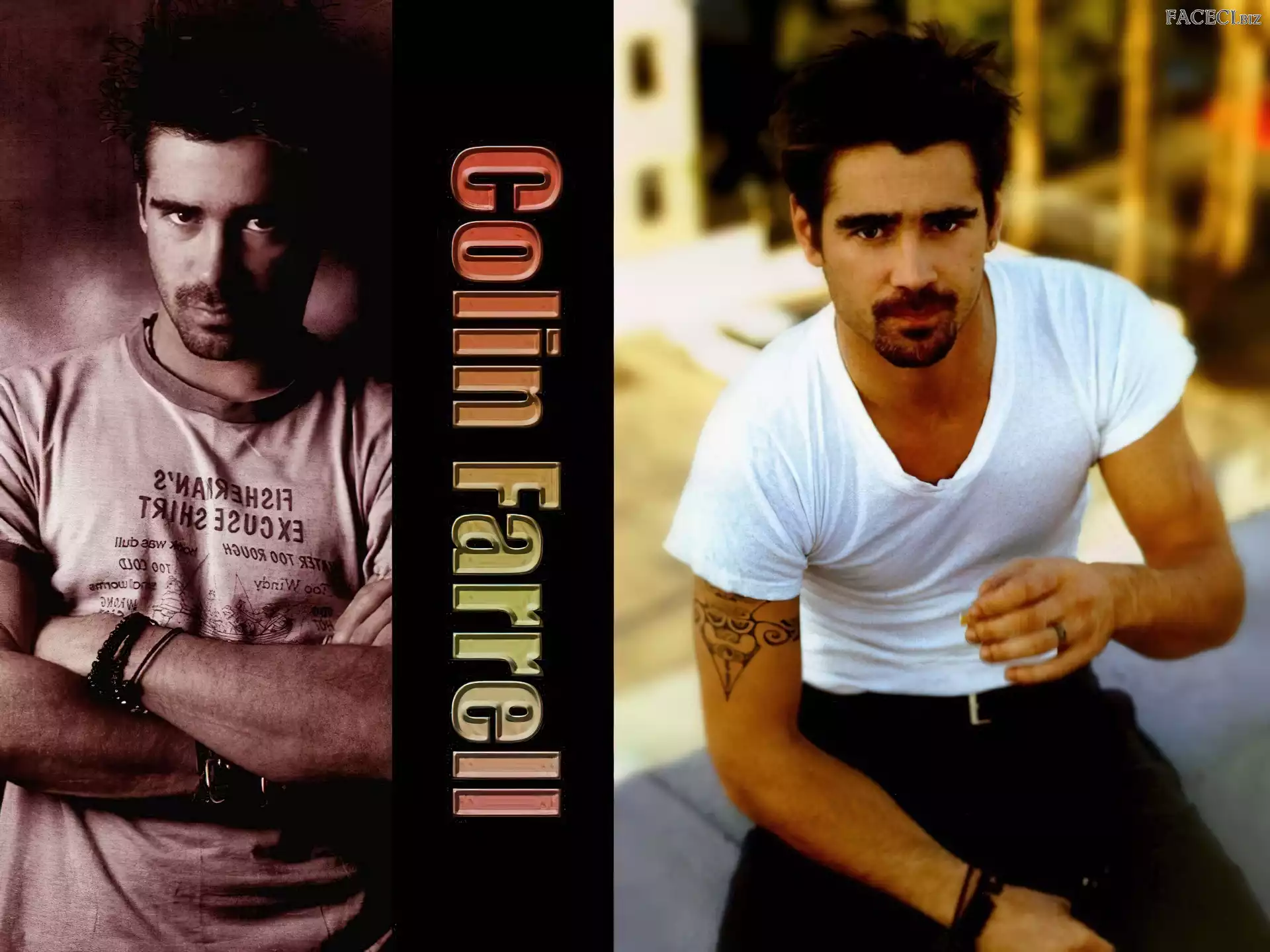 Colin Farrell, biały t-shirt